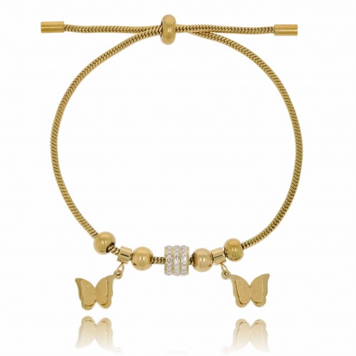 Bransoletka modułowa stal szlachetna pozłacana motylki