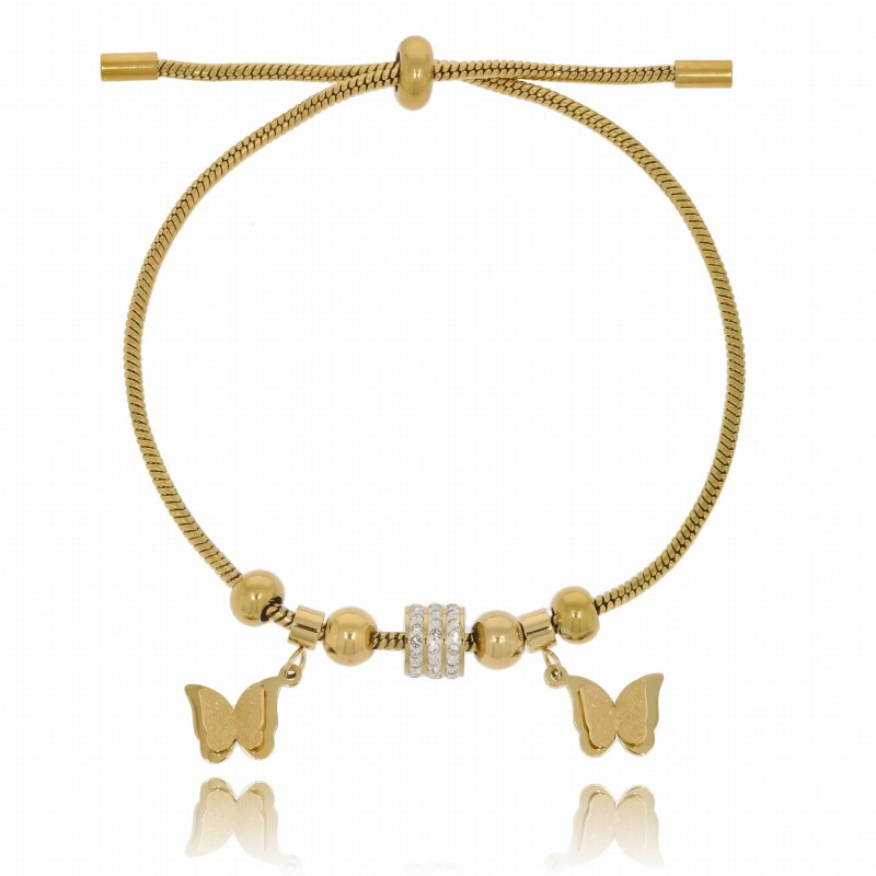 Bransoletka modułowa stal szlachetna pozłacana motylki- (2).jpg