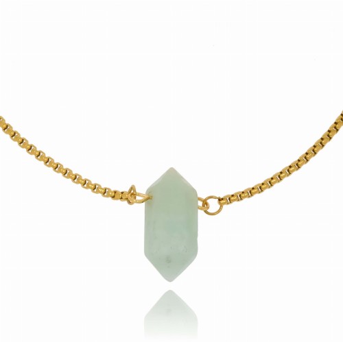 Bransoletka stal szlachetna pozłacana kamień awenturyn