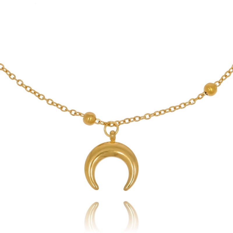 bransoletka na nogę stal szlachetna pozłacana księżyc koraliki-