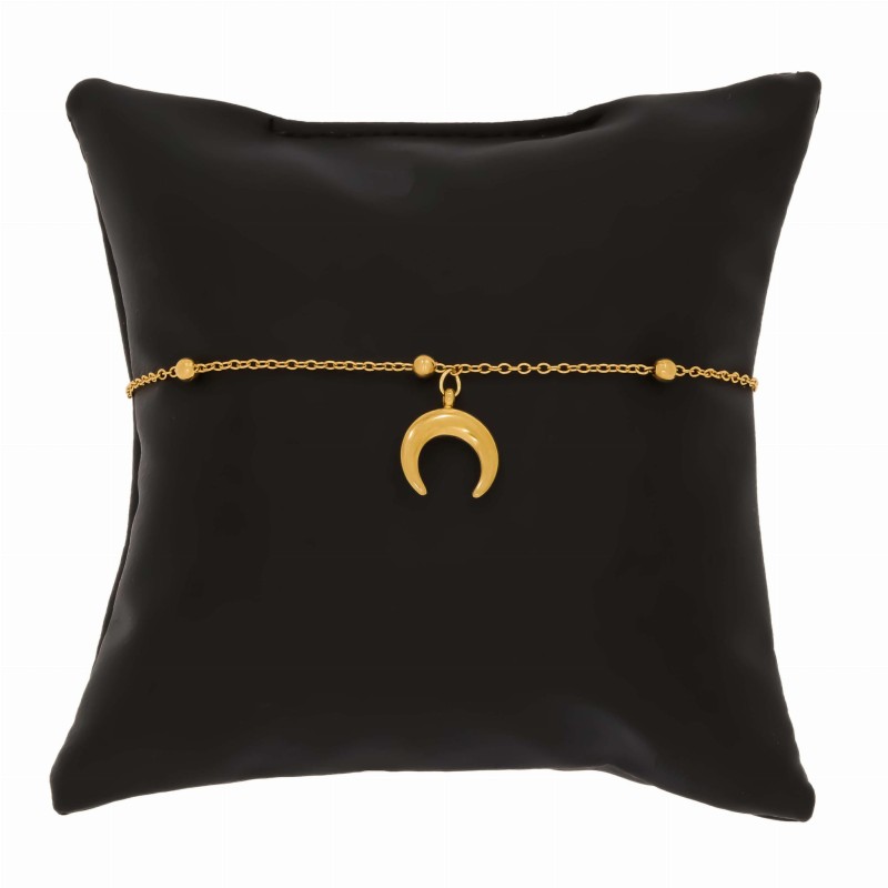 bransoletka na nogę stal szlachetna pozłacana księżyc koraliki-