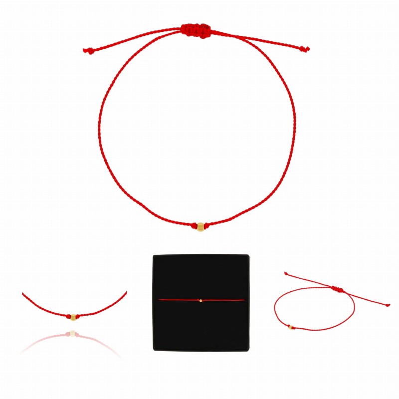 bransoletka stal chirurgiczna sznurek czerwony kulka