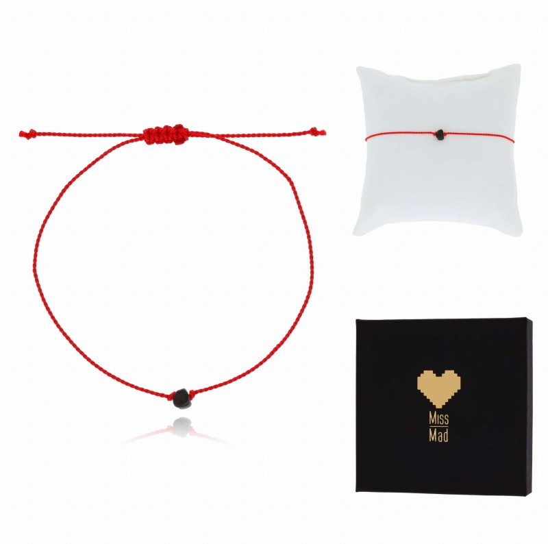 bransoletka stal chirurgiczna sznurek czerwony onyks