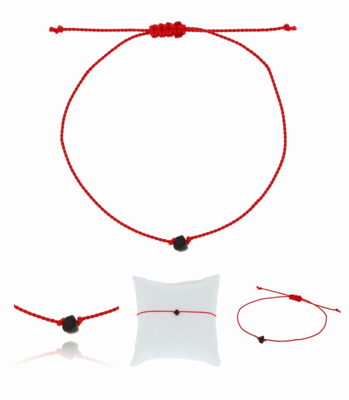 bransoletka stal chirurgiczna sznurek czerwony onyks