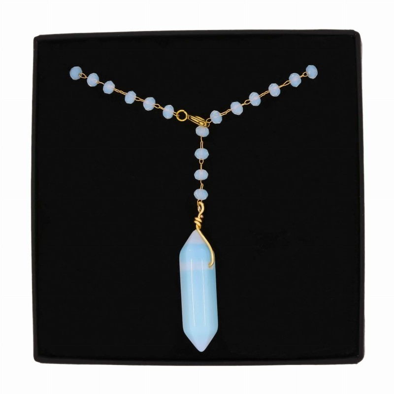 Naszyjnik stal szlachetna pozłacana opal syntentyczny body chain