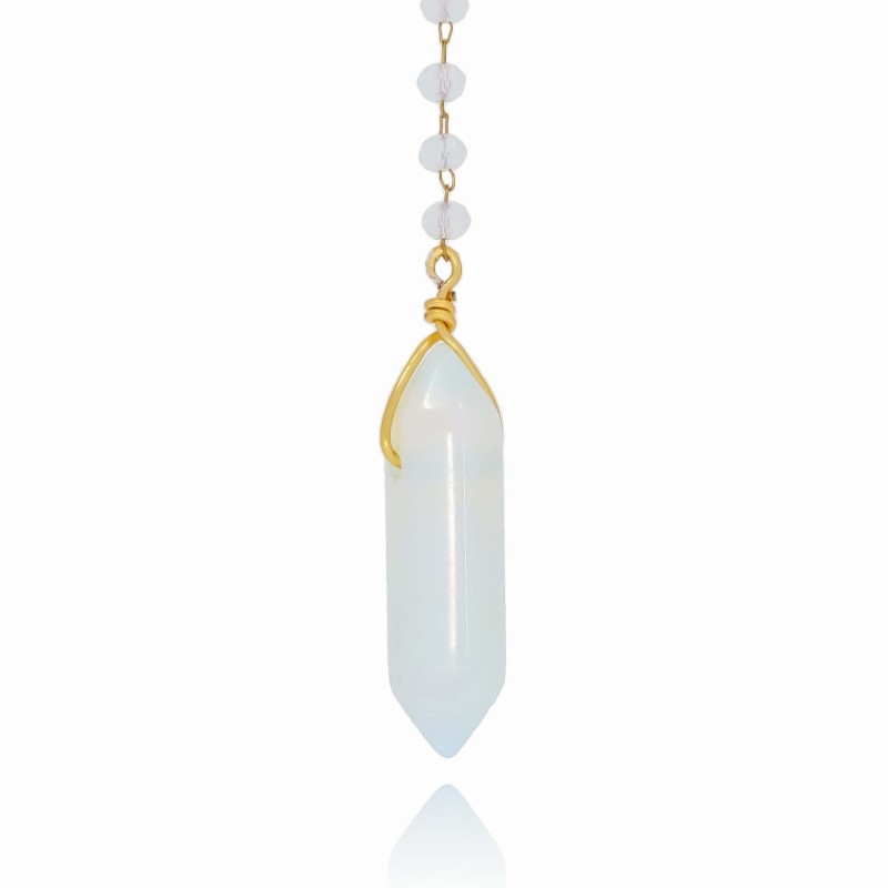 Naszyjnik stal szlachetna pozłacana opal syntentyczny body chain