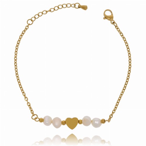 Bransoletka stal chirurgiczna perła hodowlana kolor biały