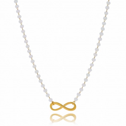 Naszyjnik stal chirurgiczna nieskończoność koraliki kolor biały