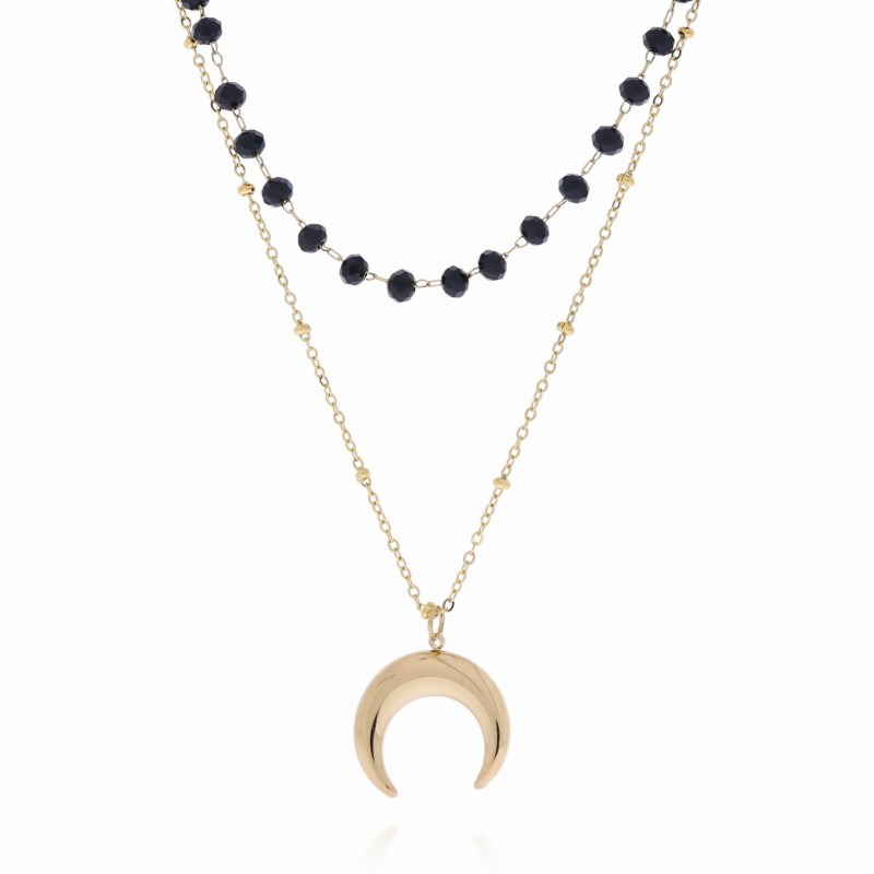 Naszyjnik stal chirurgiczna księżyc moon czarne koraliki  (1).jpg