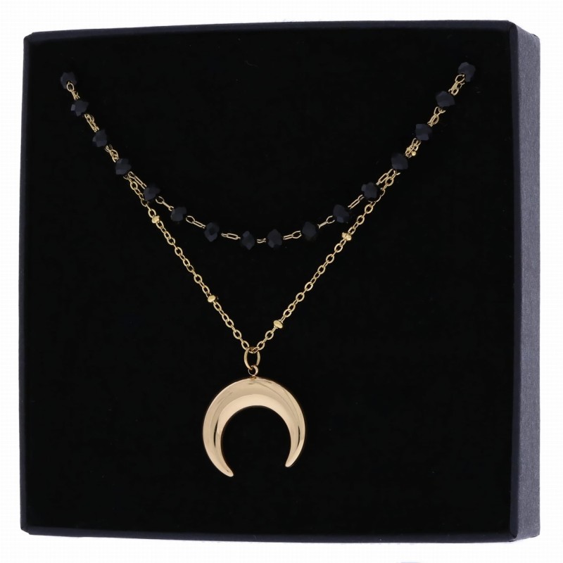 Naszyjnik stal chirurgiczna księżyc moon czarne koraliki  (2).jpg