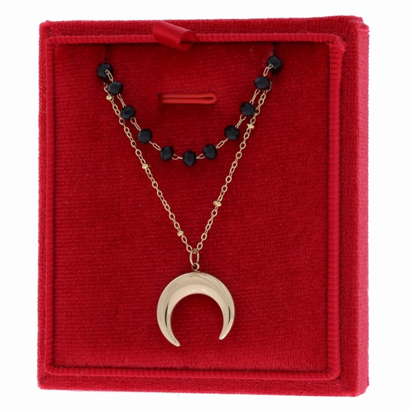 Naszyjnik stal chirurgiczna księżyc moon czarne koraliki  (3).jpg