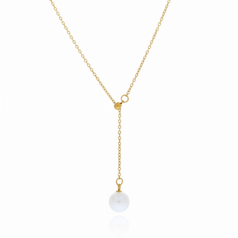naszyjnik pozłacana stal perełki body chain