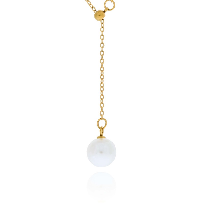 naszyjnik pozłacana stal perełki body chain