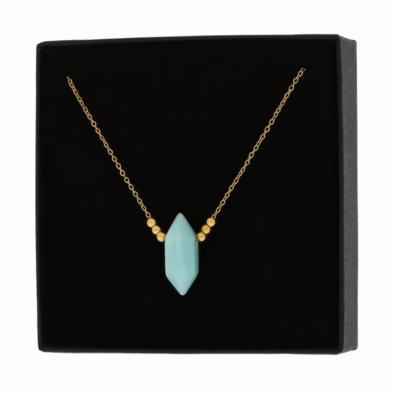 Naszyjnik stal chirurgiczna kolor złoty kulki awenturyn