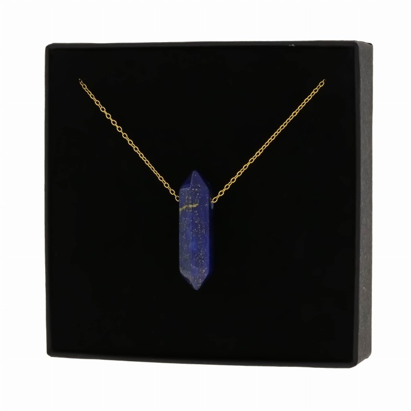 Naszyjnik stal szlachetna pozłacana lapis lazuli