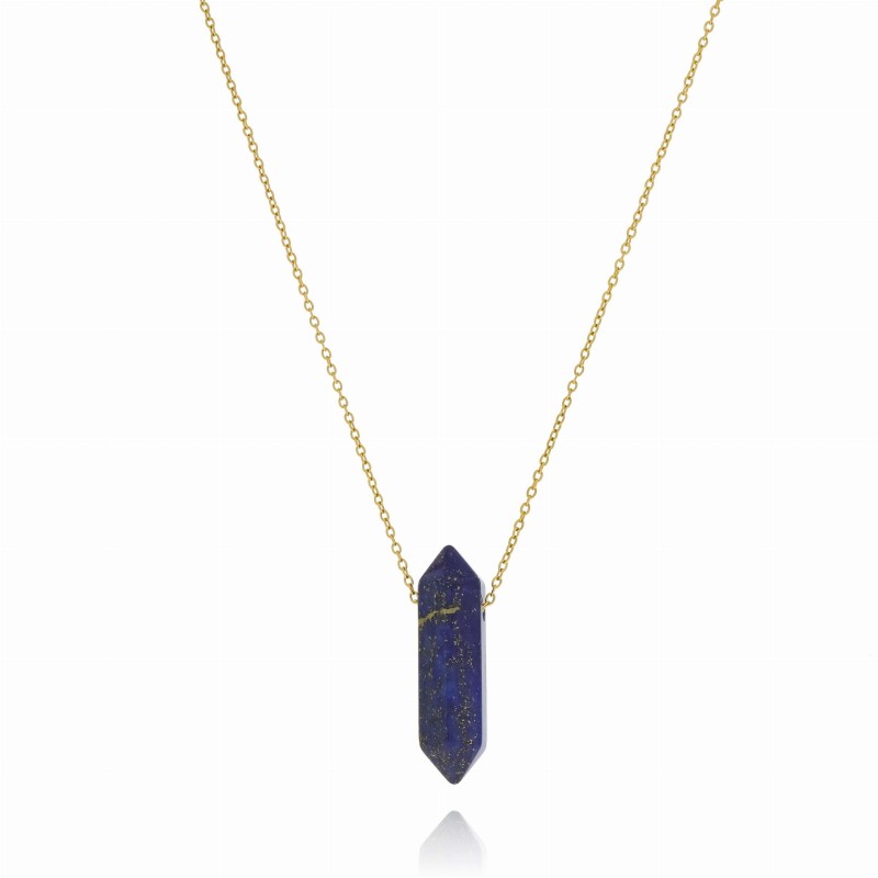 Naszyjnik stal szlachetna pozłacana lapis lazuli