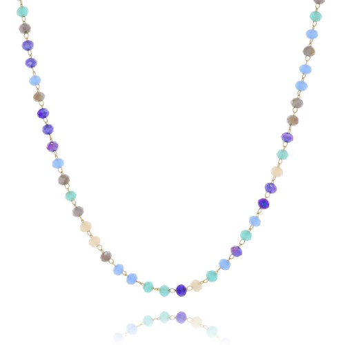 Naszyjnik stal chirurgiczna kolor niebieski koraliki