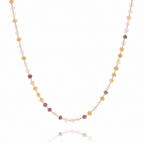 Naszyjnik stal chirurgiczna kolor różowe koraliki