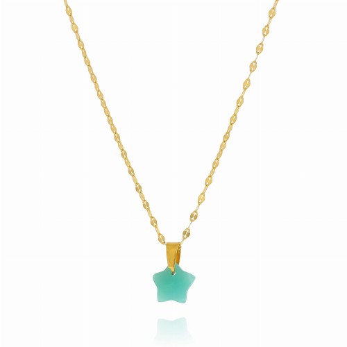 Naszyjnik stal chirurgiczna gwiazdka niebieska amazonit