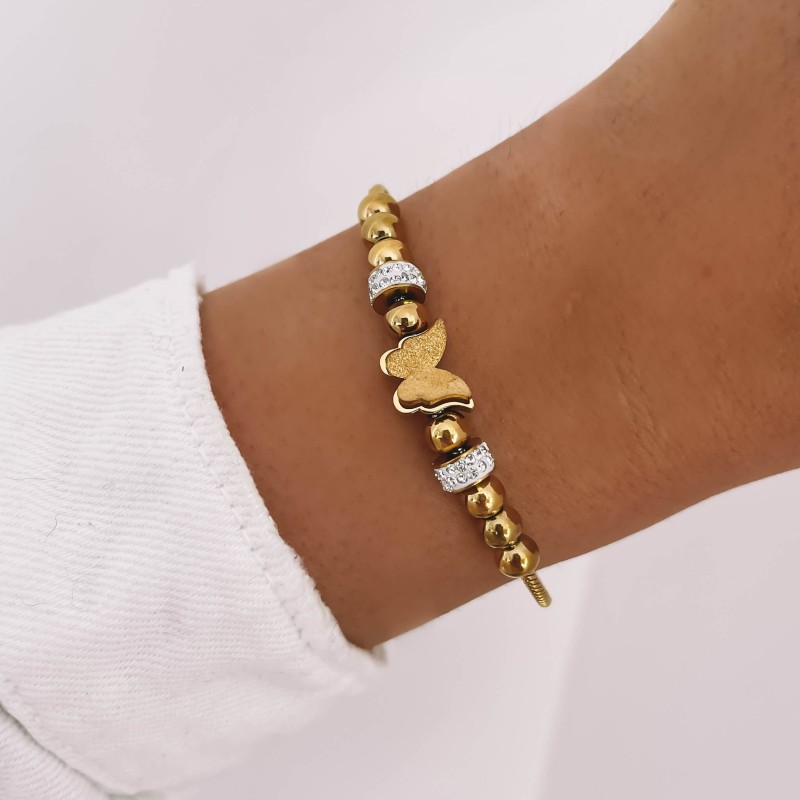 bransoletka  stal chirurgiczna modułowa motylki kolor złoty.jpg