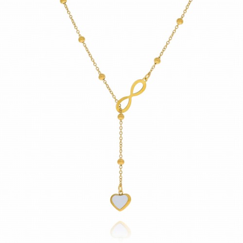 Naszyjnik stal kolor zloty serce nieskończoność