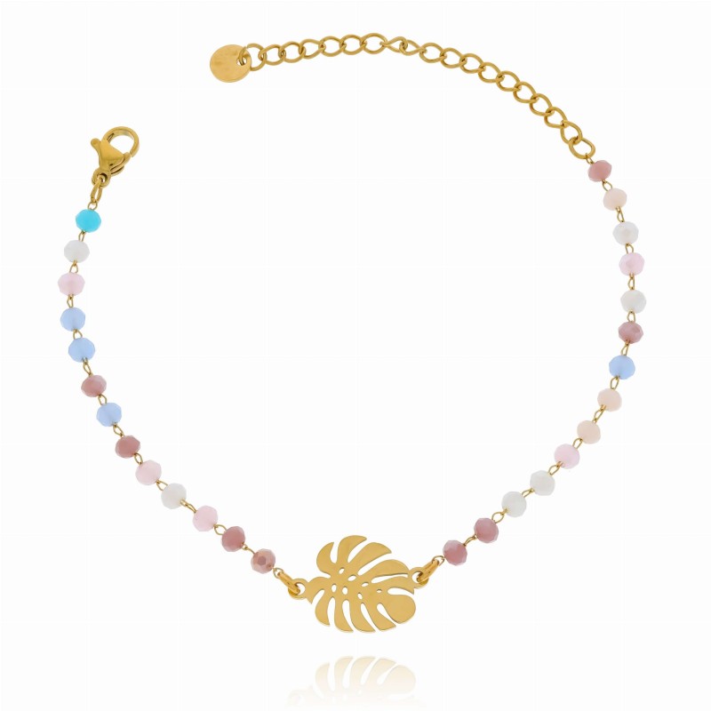 Bransoletka stal chirurgiczna koraliki monstera kolor złoty