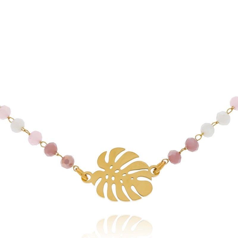 Bransoletka stal chirurgiczna koraliki monstera kolor złoty