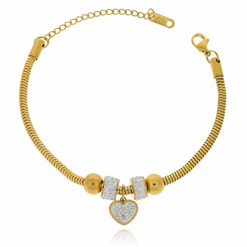 Bransoletka modułowa stal chirurgiczna kolor złoty serce