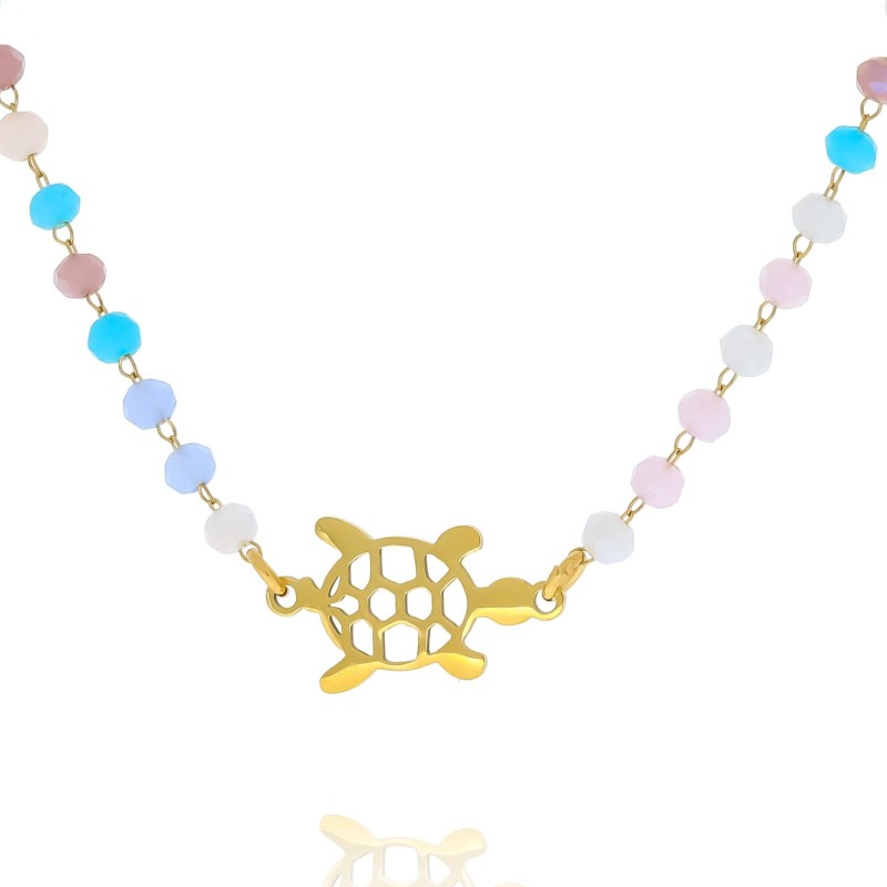 Naszyjnik z żółwiem ze stali mix koralików