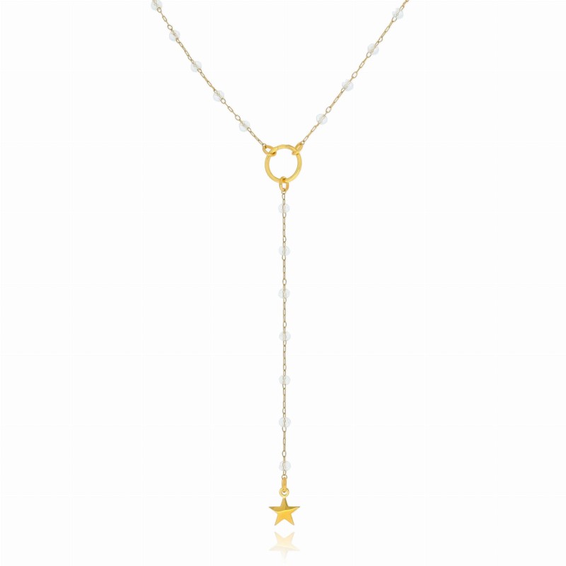 Naszyjnik ze stali  kolor złoty gwiazdka kryształki body chain