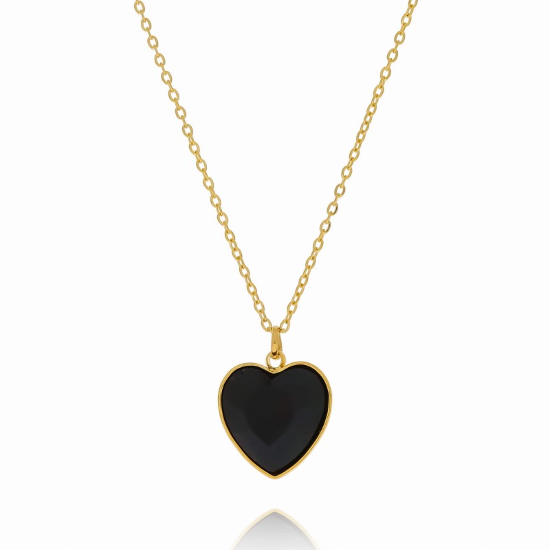 Naszyjnik ze stali serce kolor czarny cyrkonie
