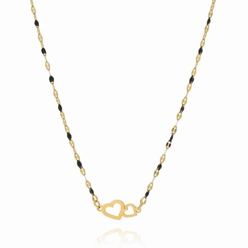 Naszyjnik stal chirurgiczna serduszka kolor złoty łańcuszek emalia