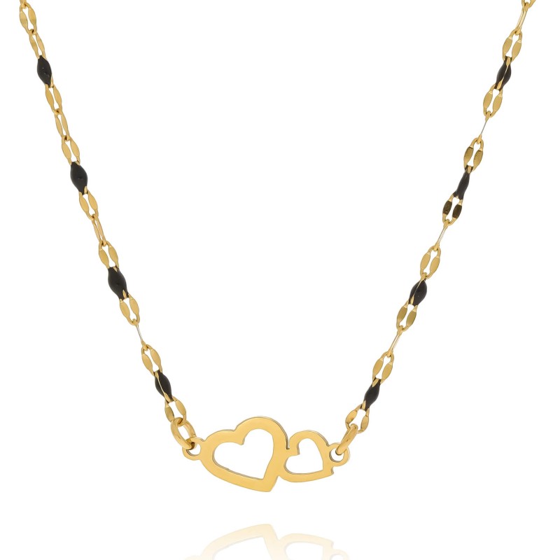 Naszyjnik stal chirurgiczna serduszka kolor złoty łańcuszek emalia