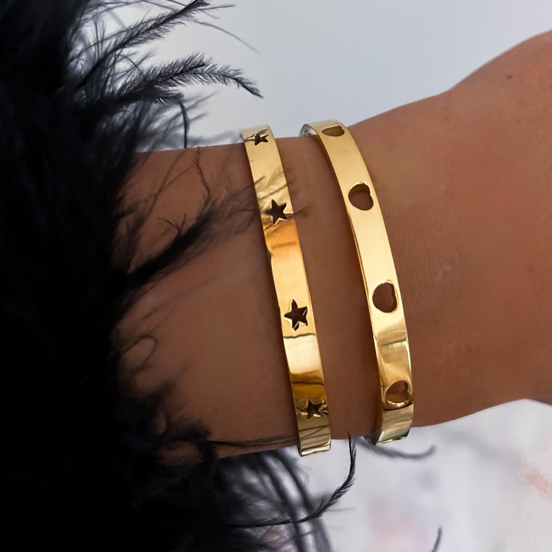 bransoletka stal chirurgiczna obręcz kolor złoty serduszka