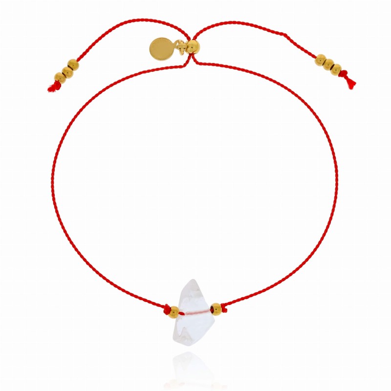 Bransoletka stal chirurgiczna czerwony sznurek kryształ górski-