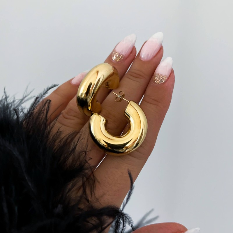 Kolczyki stal chirurgiczna kółko dmuchane kolor złoty