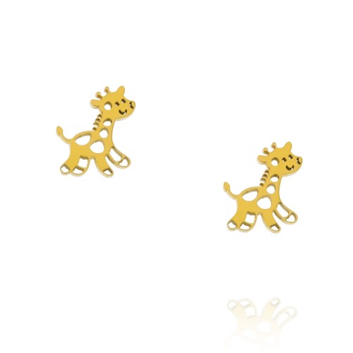 Kolczyki  ze stali szlachetnej wkrętki żyrafa kolor złoty  
