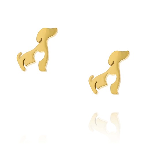 Kolczyki  ze stali szlachetnej wkrętki piesek kot kolor złoty