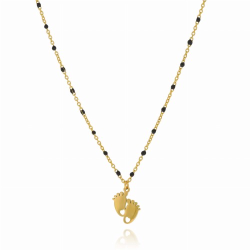 Naszyjnik dla mamy stópki dziecko koraliki stal chirurgiczna 