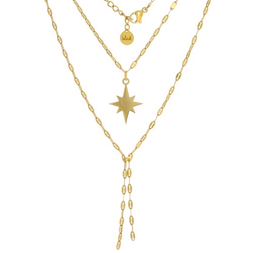 Naszyjnik ze stali szlachetnej kolor złoty gwiazdka body chain