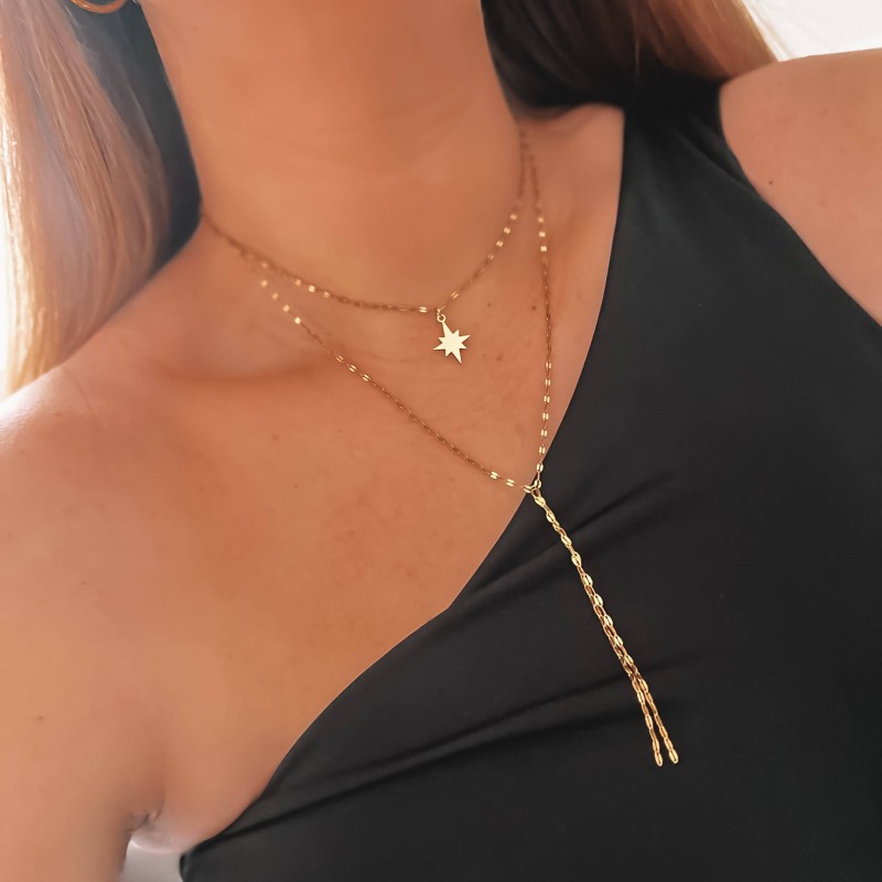 Naszyjnik ze stali szlachetnej kolor złoty gwiazdka body chain