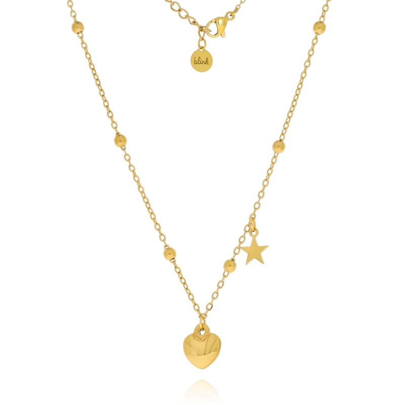 Naszyjnik ze stali szlachetnej gwiazdka serce kolor złoty