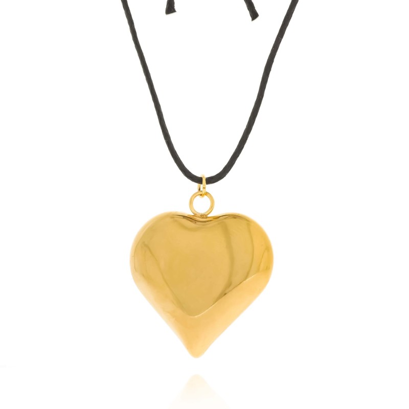 Naszyjnik na sznurku serce ze stali kolor złoty -