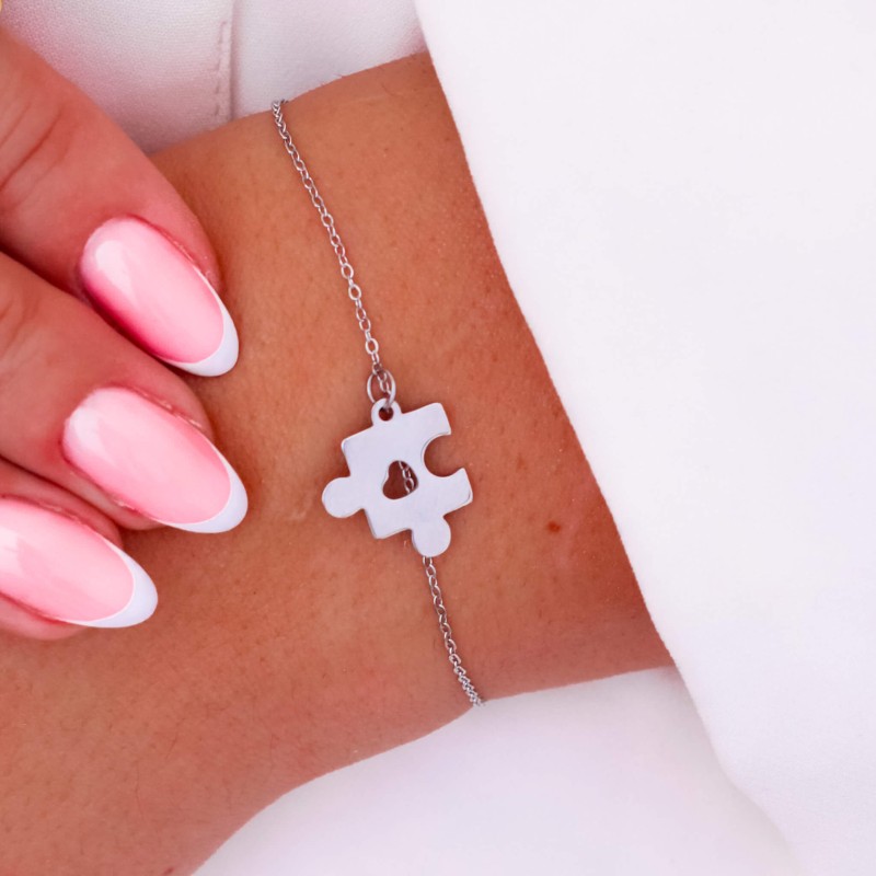 bransoletka  ze stali chirurgicznej  kolor srebrny puzzel