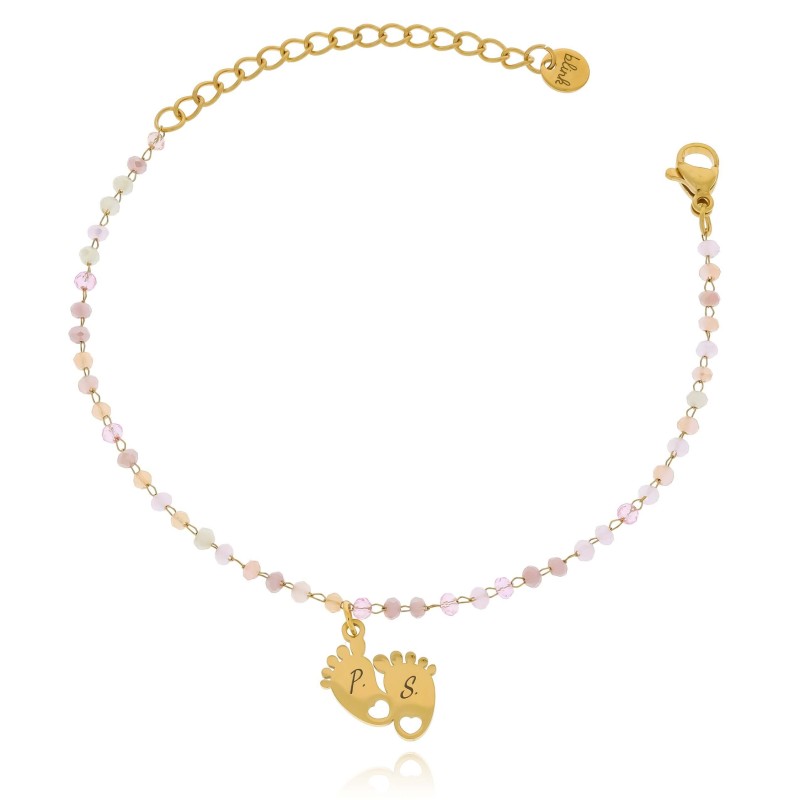 Bransoletka ze stali chirurgicznej personalizowany grawer litera na stópce