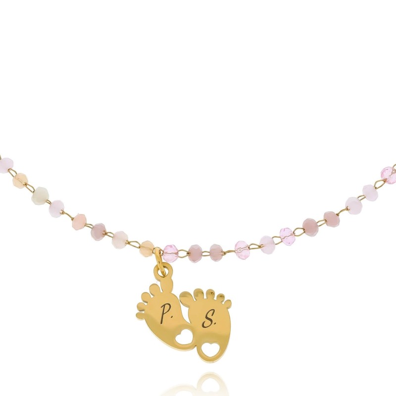 Bransoletka ze stali chirurgicznej personalizowany grawer litera na stópce