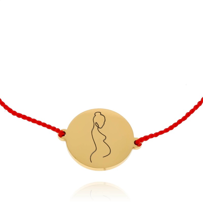 Bransoletka dla przyszłej mamy  baby shower z grawerem  stal na czerwonym sznurku