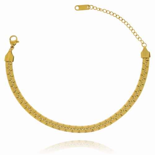 Bransoletka płaska łamana stal chirurgiczna kolor złoty 