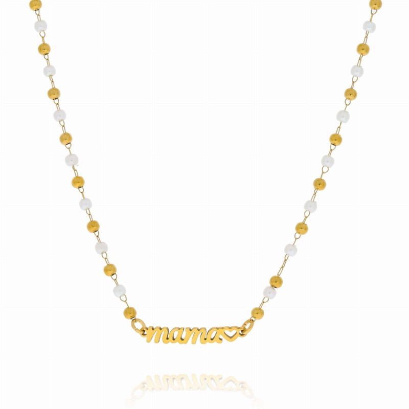 Naszyjnik dla mamy serduszko ze stali perełki