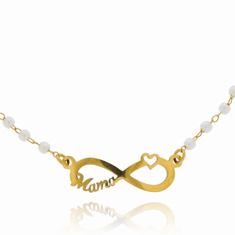 Bransoletka dla mamy perełki stal chirurgiczna kolor złoty